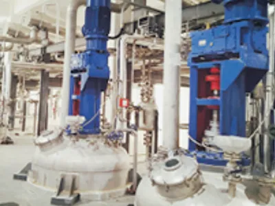 Helical bevel gearboxes for chemical mixing equipment
